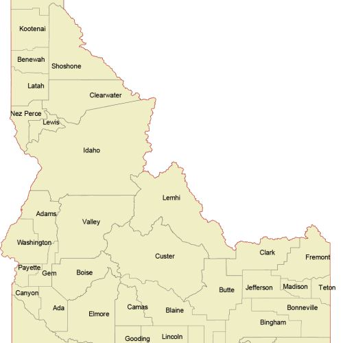 Idaho Vector County Map
