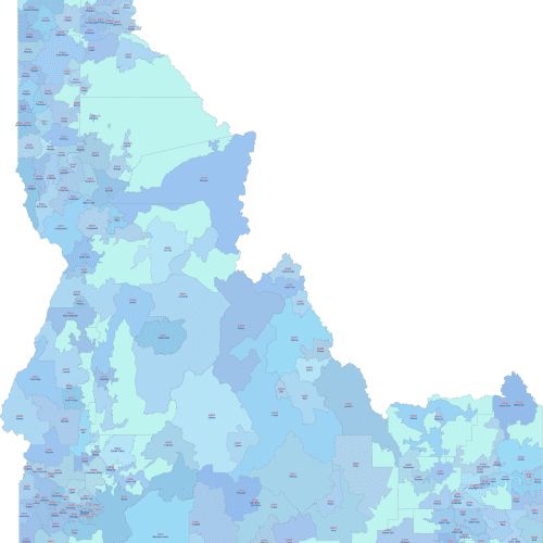 Idaho ZIP Code Map With Cities