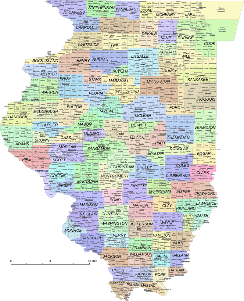 Illinois County and Communities Map