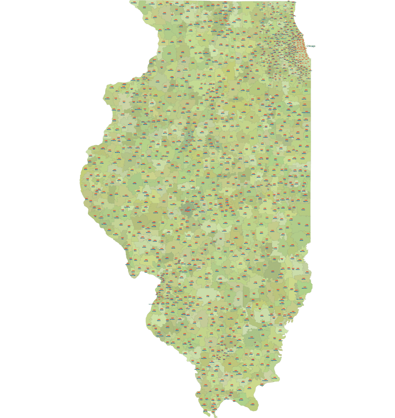 Illinois ZIP Code Map With Cities