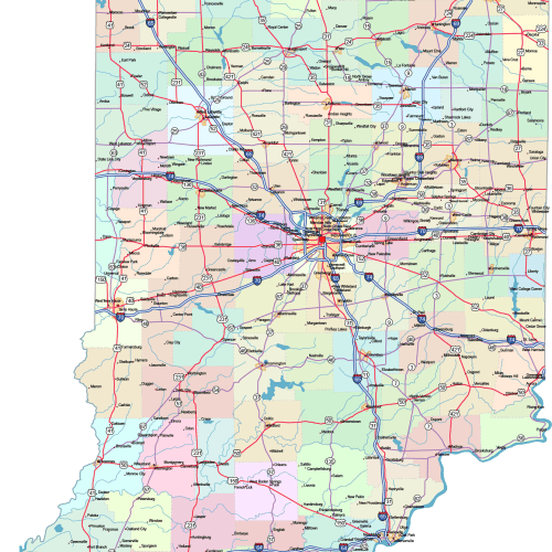 Indiana Road and City Map