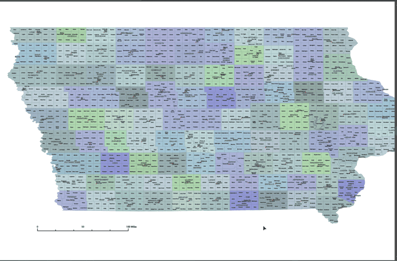 Iowa County and Communities Map