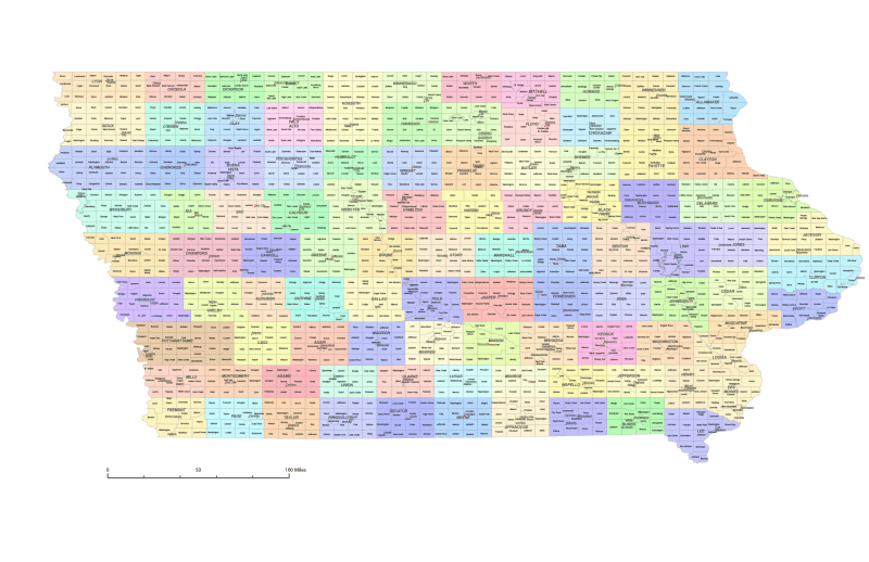 Iowa County and Communities Map