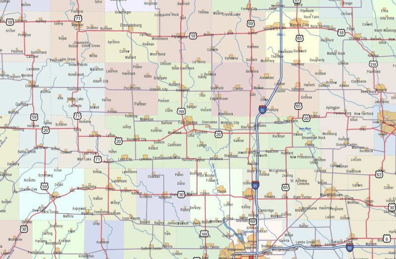 Iowa Road and City Map