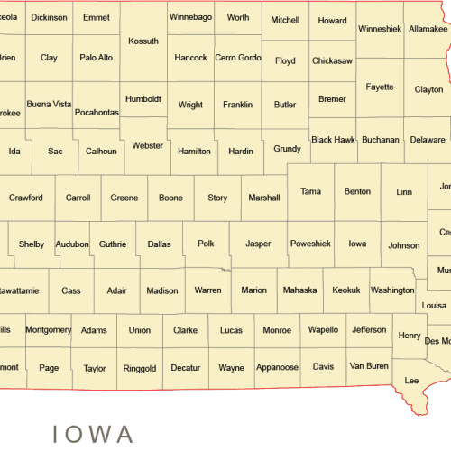Iowa County Vector Map
