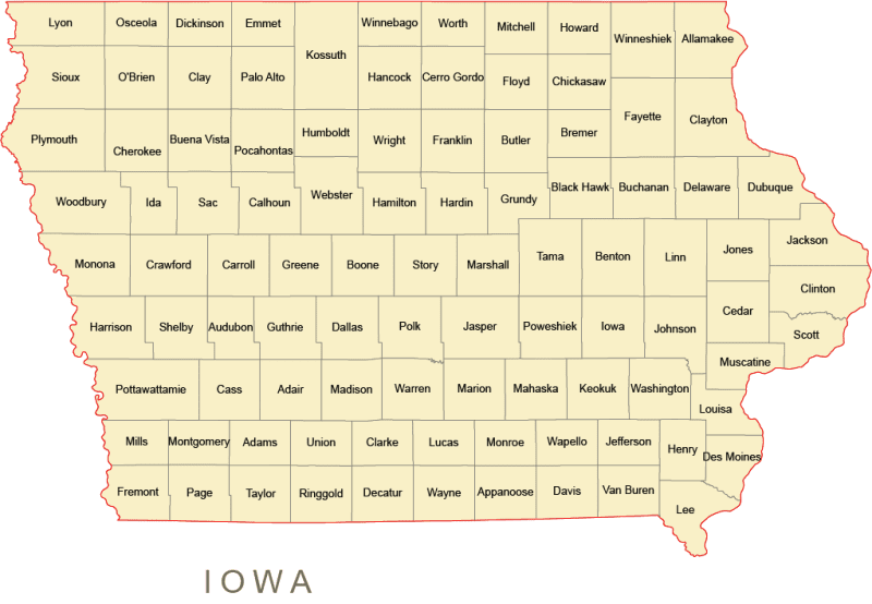 Iowa County Vector Map