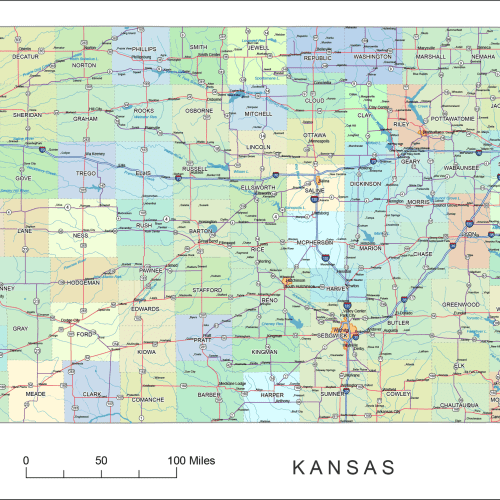 Kansas Road and City Map