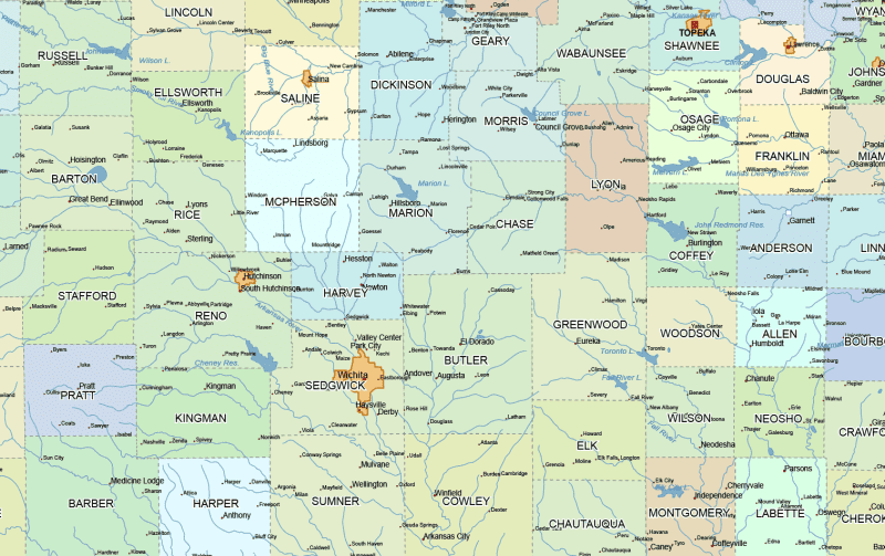 Kansas Road and City Map