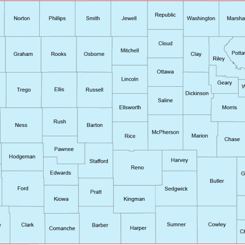 Kansas Vector County Map