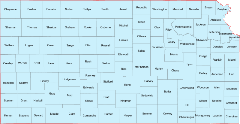 Kansas Vector County Map