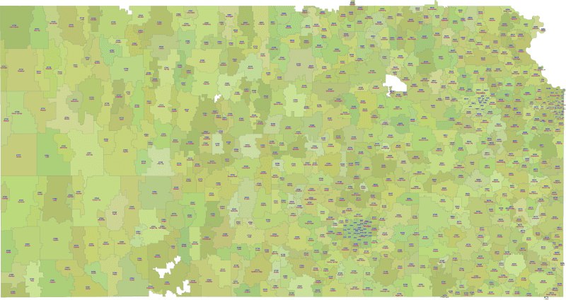 Kansas ZIP Code Map With Cities