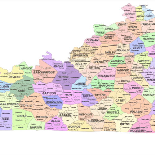 Kentucky County and Communities Map