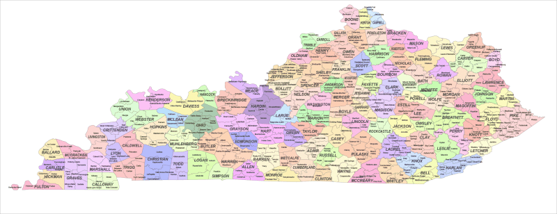 Kentucky County and Communities Map