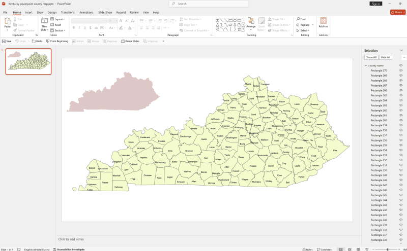 Kentucky PowerPoint County Map