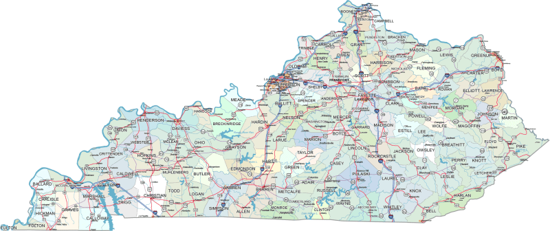 Kentucky Road and City Map