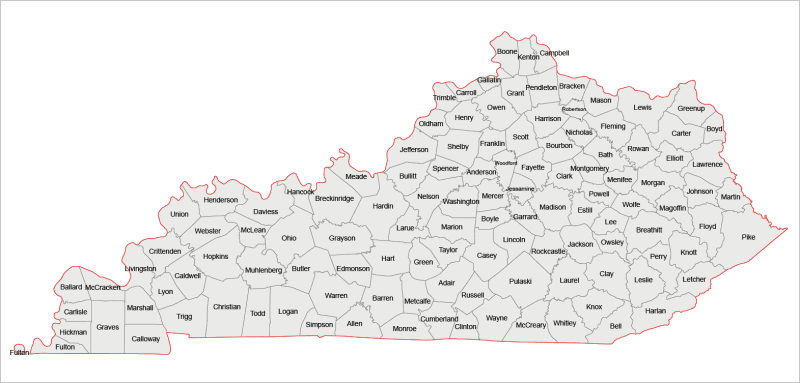Kentucky Vector County Map