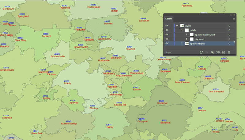 Kentucky ZIP Code Map With Cities