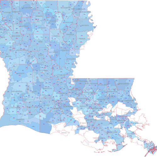 LA ZIP Code Map With Cities Counties