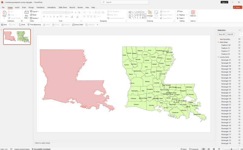 Louisiana PowerPoint County Map