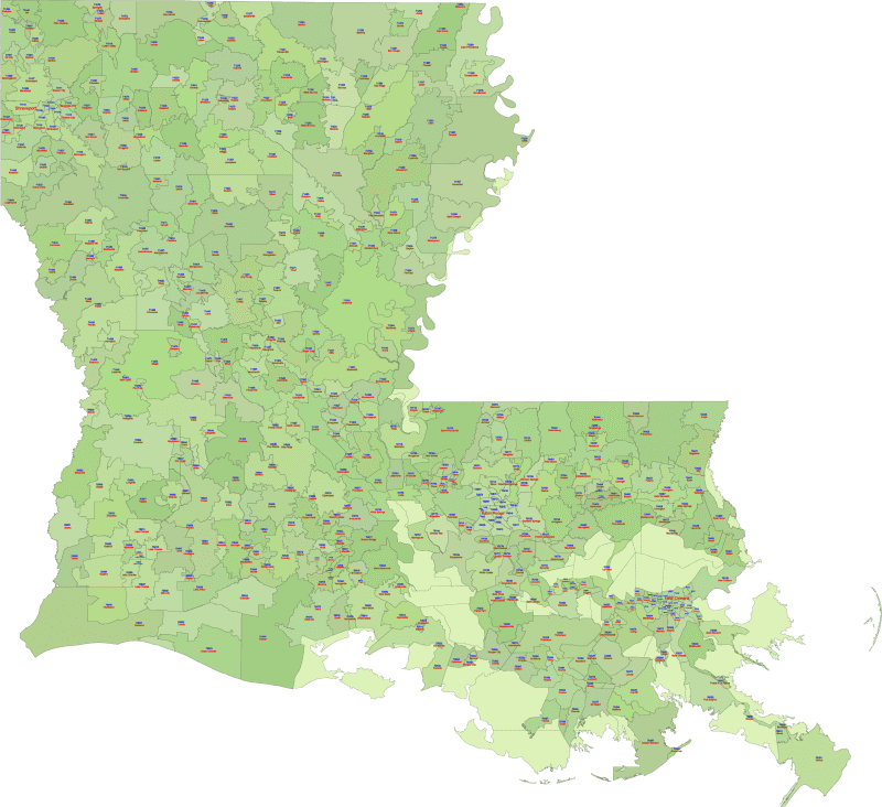 Louisiana ZIP Code Map With Cities