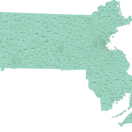 Massashusetts ZIP Code Map Basic