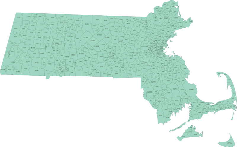 Massashusetts ZIP Code Map Basic