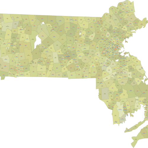 MA ZIP Code Map With Cities