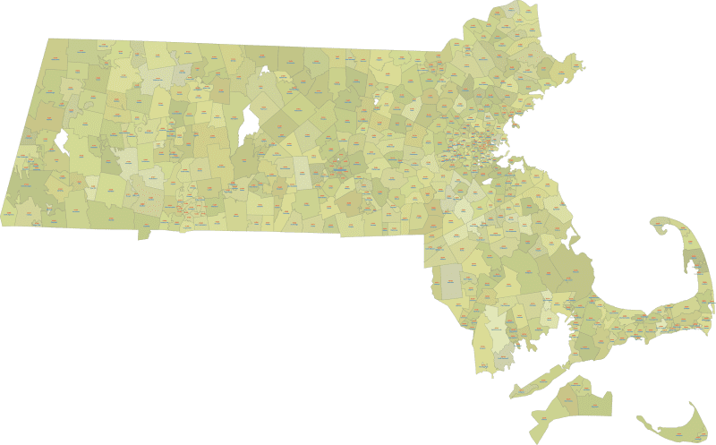 MA ZIP Code Map With Cities