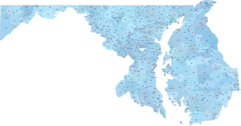 Maryland ZIP Code Map With Cities
