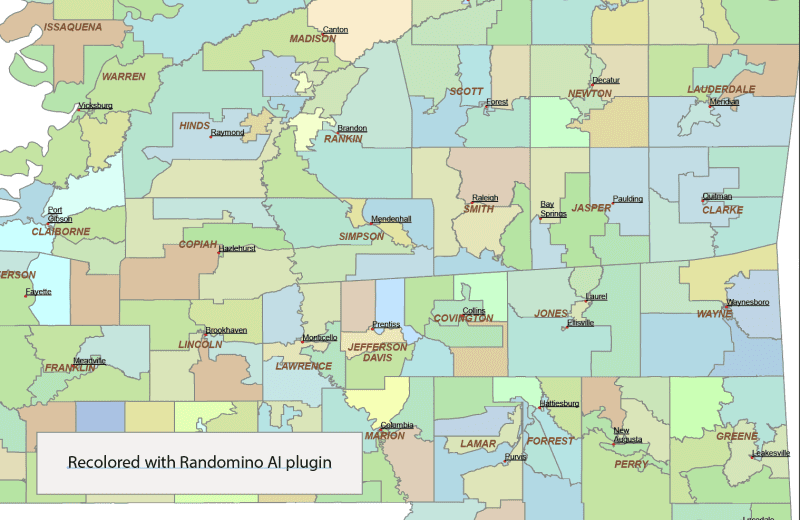 Mississippi County and Communities Map