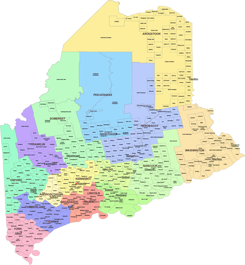 Maine County and Communities Map