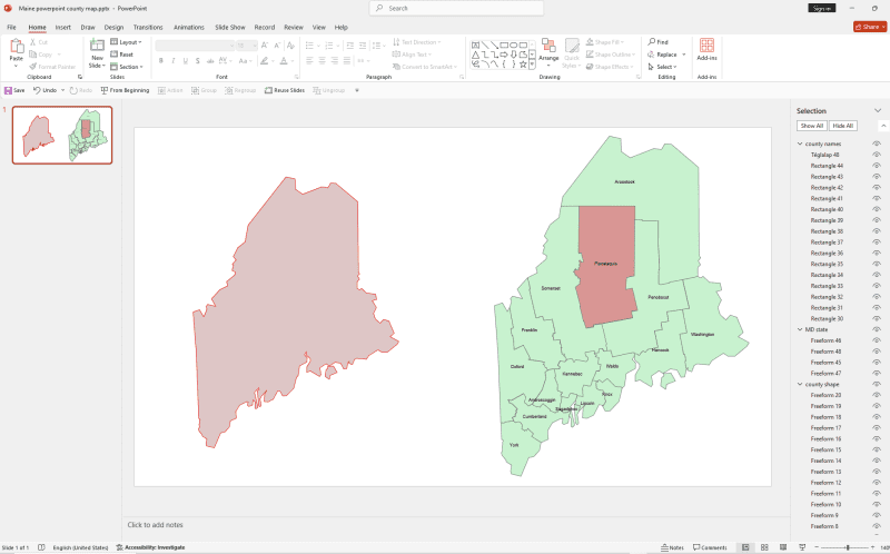 Maine PowerPoint County Map