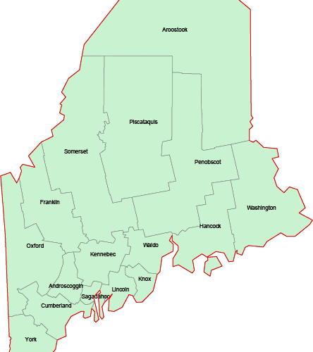 Maine State County Map