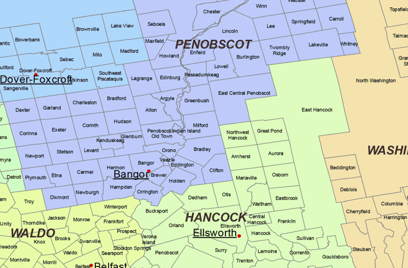 Maine County and Communities Map