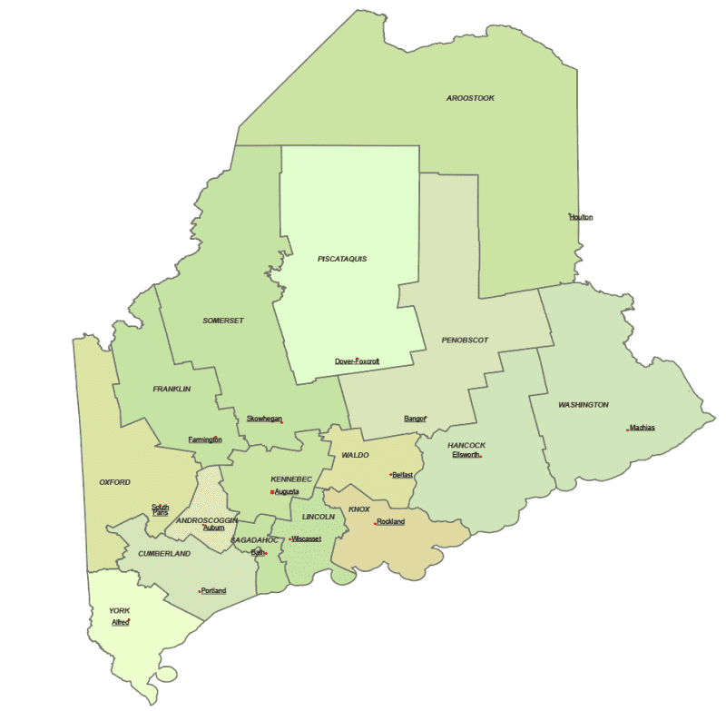 Maine County and Communities Map