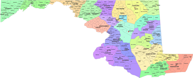 Maryland County and Communities Map