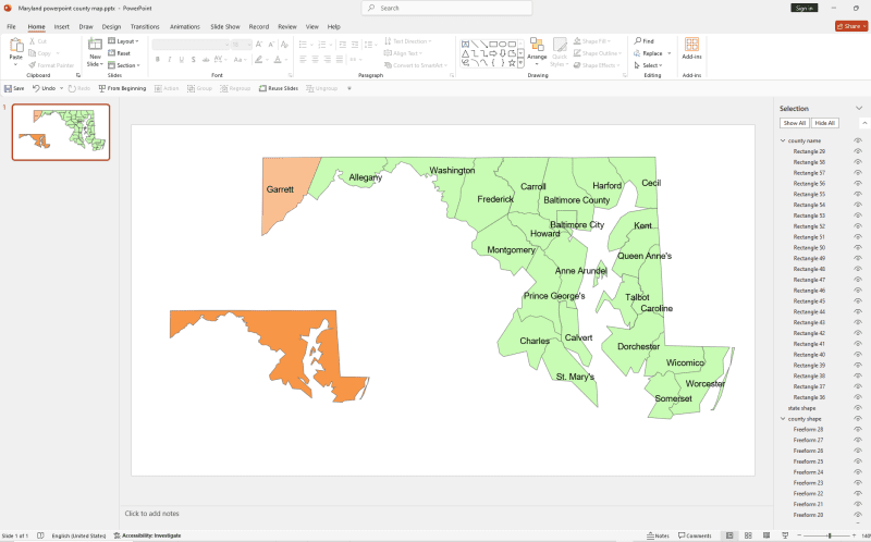 Maryland PowerPoint County Map