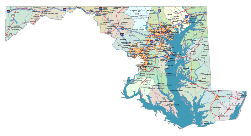 Maryland Road and City Map
