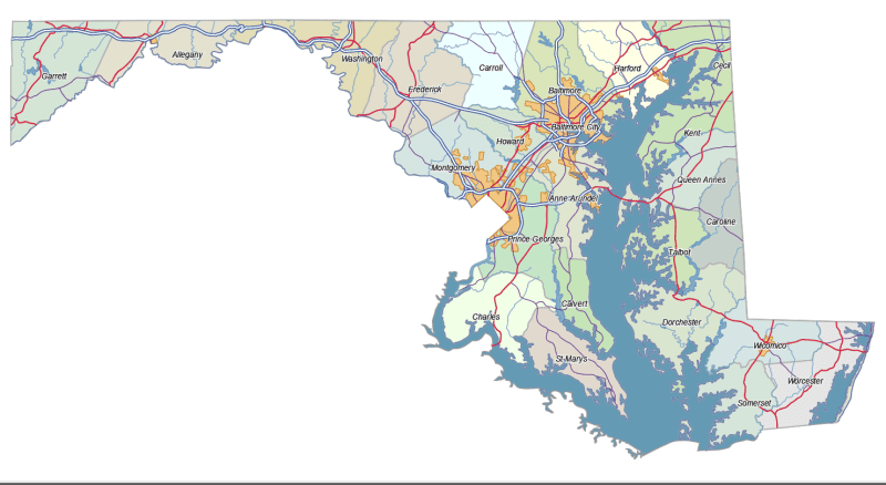 Maryland Road and City Map