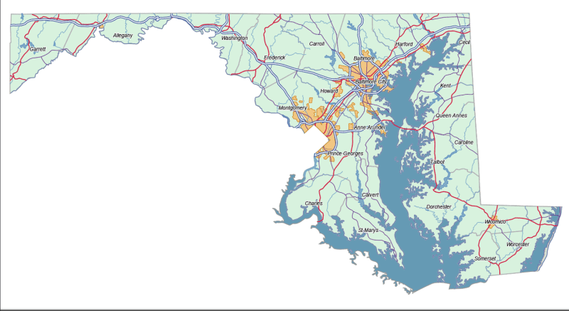 Maryland Road and City Map