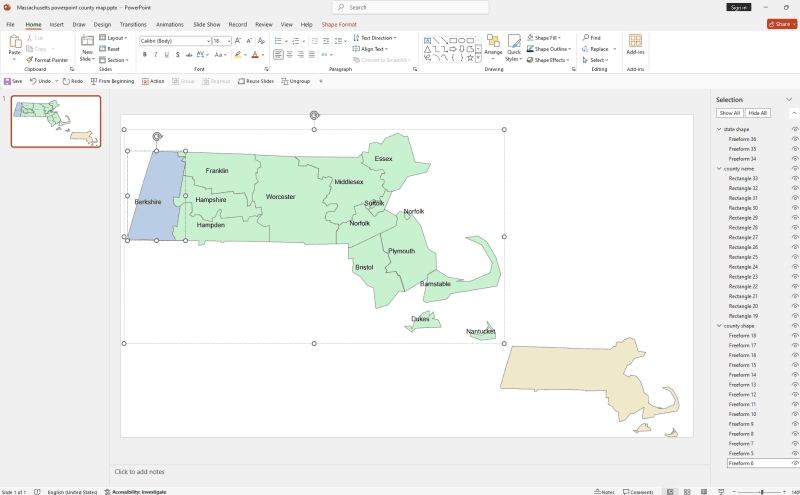 Massachusetts PowerPoint County Map