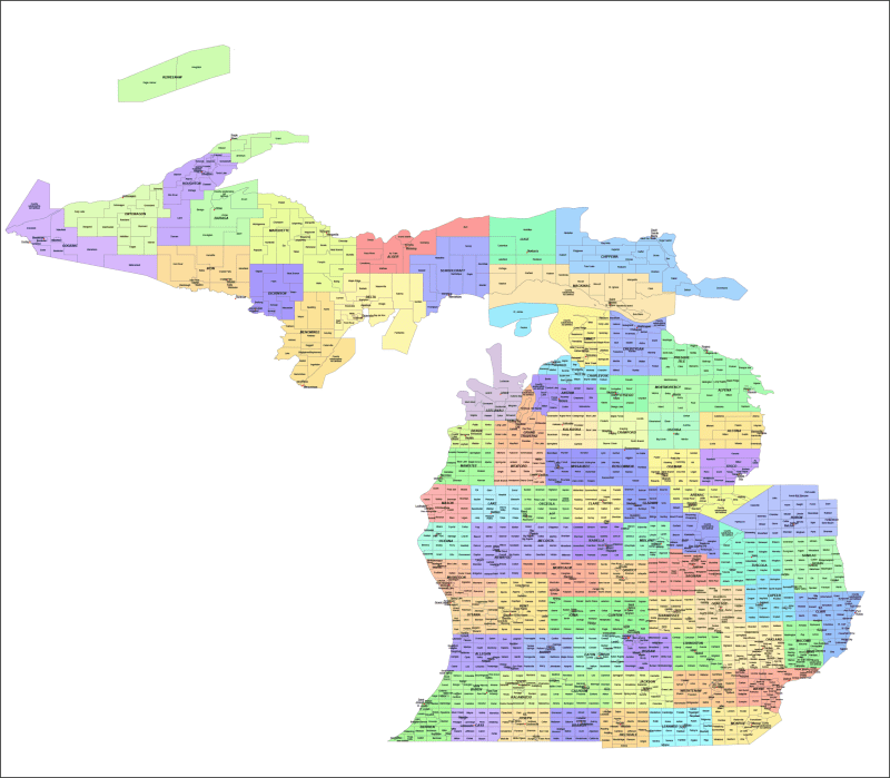 Michigan County and Communities Map