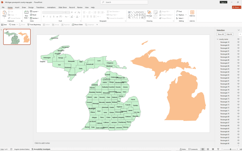 Michigan PowerPoint Map