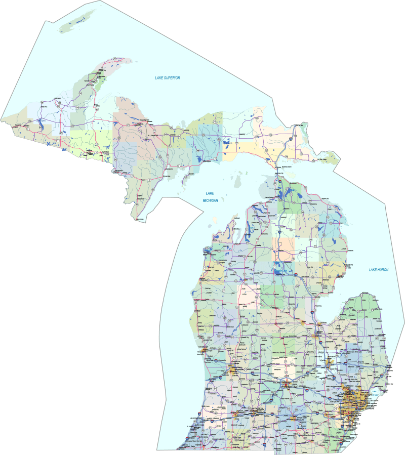 Michigan Road and City Map