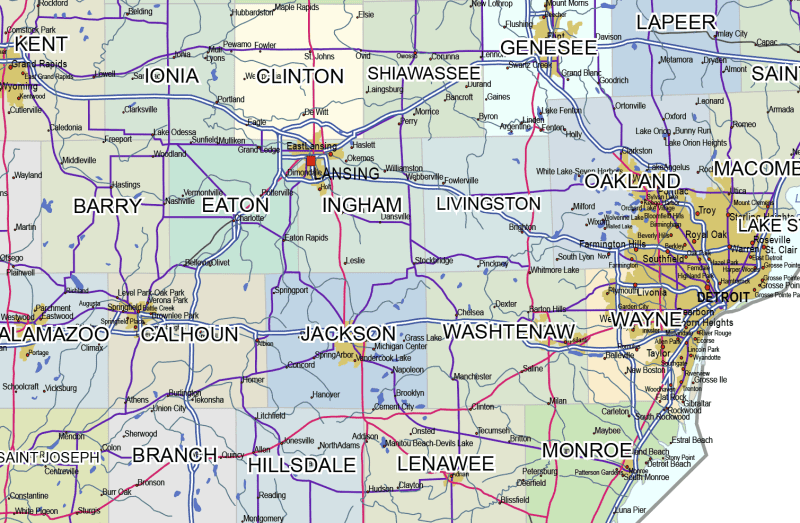 Michigan Road and City Map