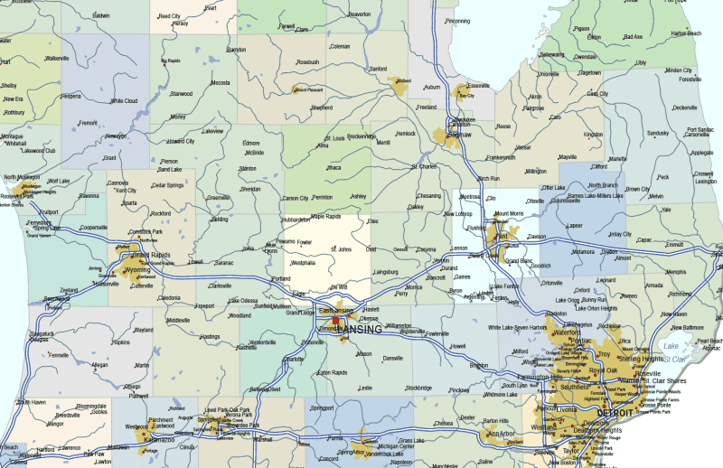 Michigan Road and City Map