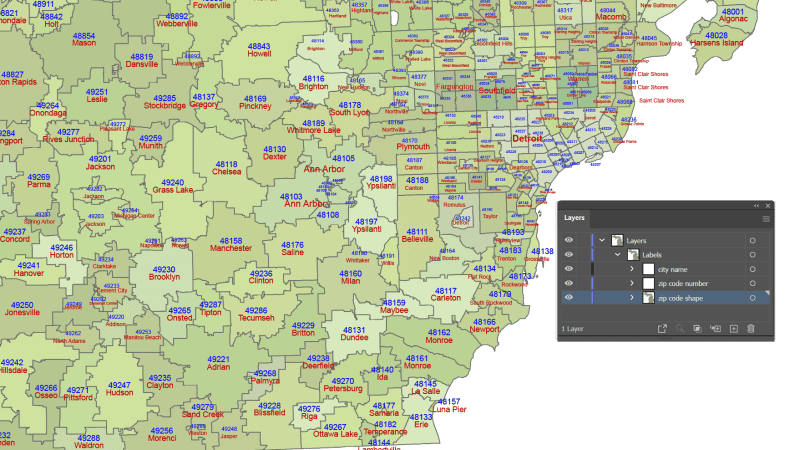 Michigan ZIP Code Map With Cities