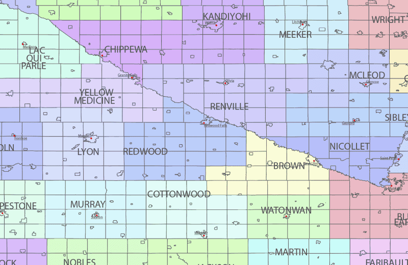 Minnesota County and Communities Map