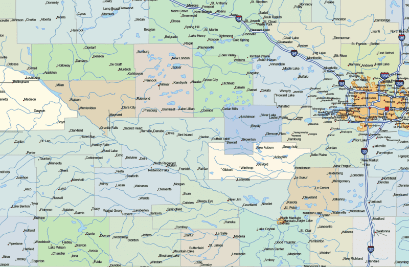 Minnesota Road and City Map