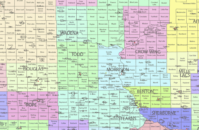 Minnesota County and Communities Map